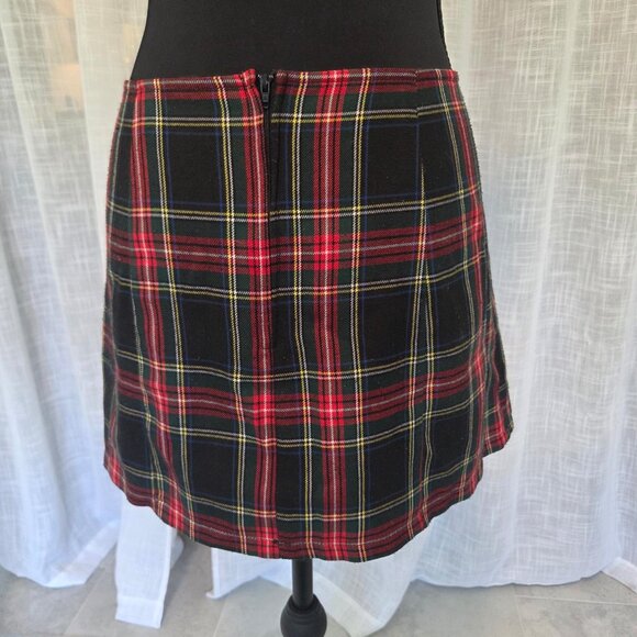 🖤💀 VINTAGE 90s Lip Service Plaid Safety Pin Mini Skirt 💀🖤 - Picture 2 of 3